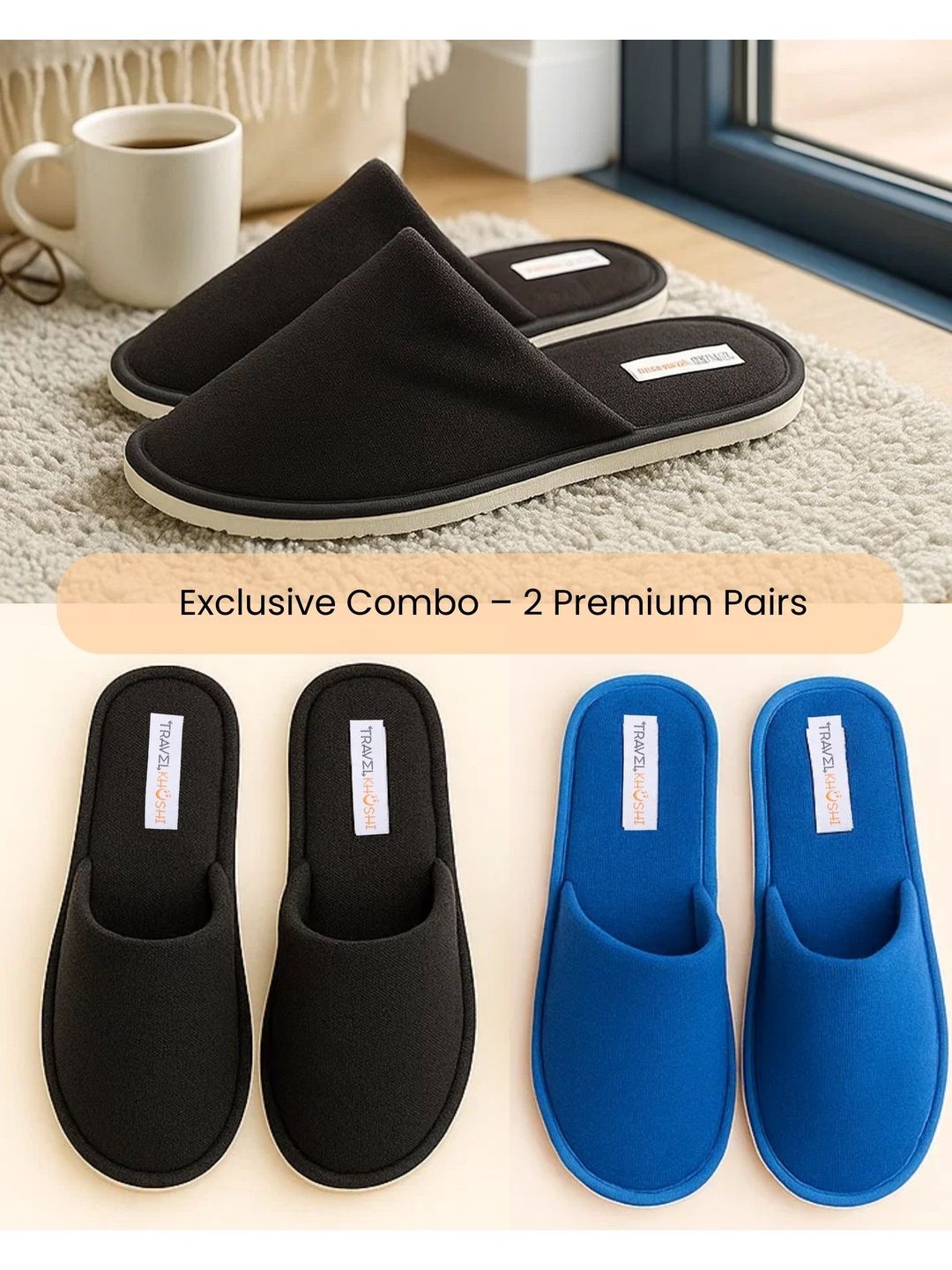 Travelkhushi pack of 2 Combo Everyday Home Slippers
