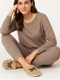 TRAVELKHUSHI Women Cream Fur Flip Flops