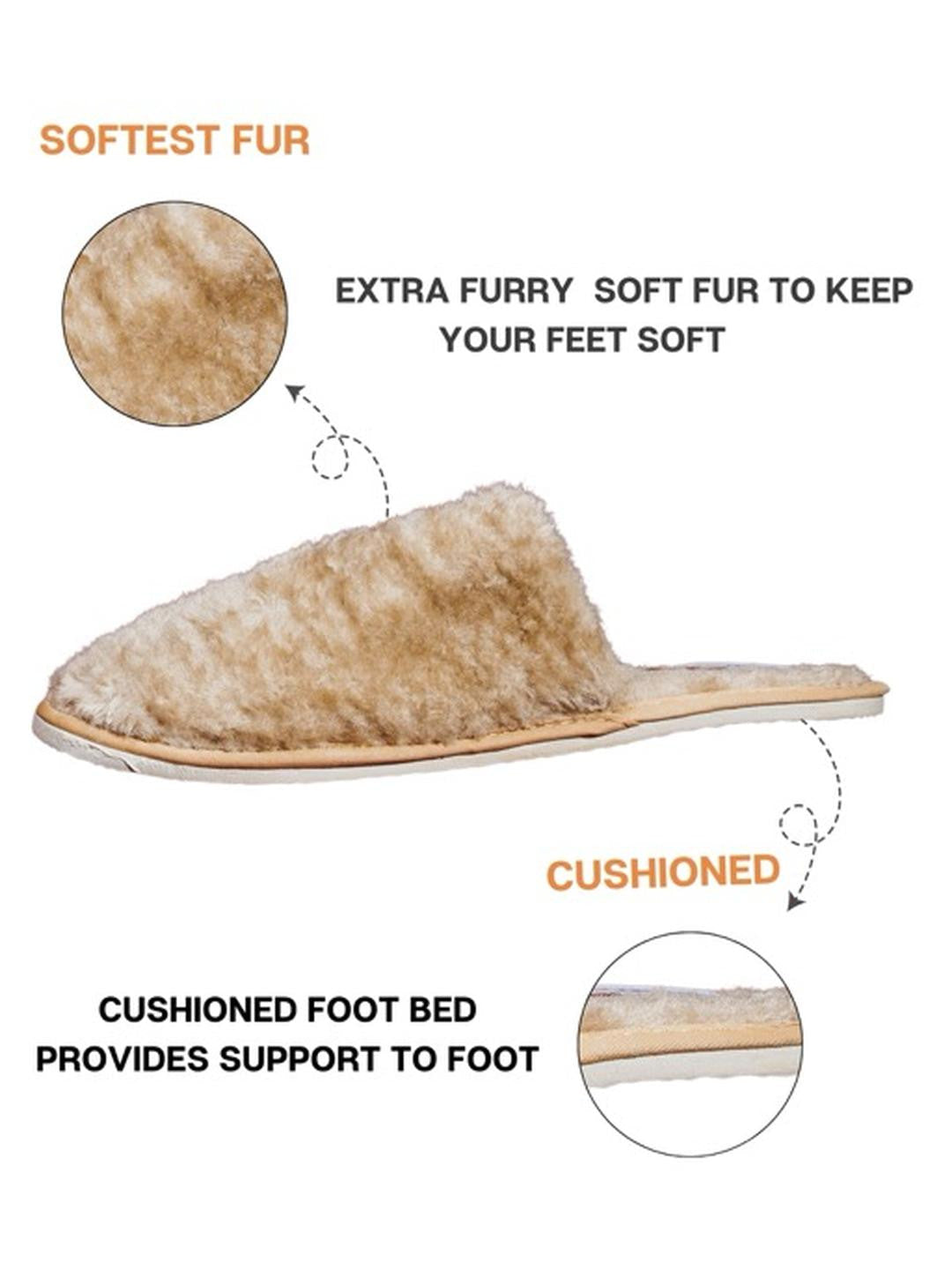 TRAVELKHUSHI Men Cream Indoor Fur Home Slippers — image 6