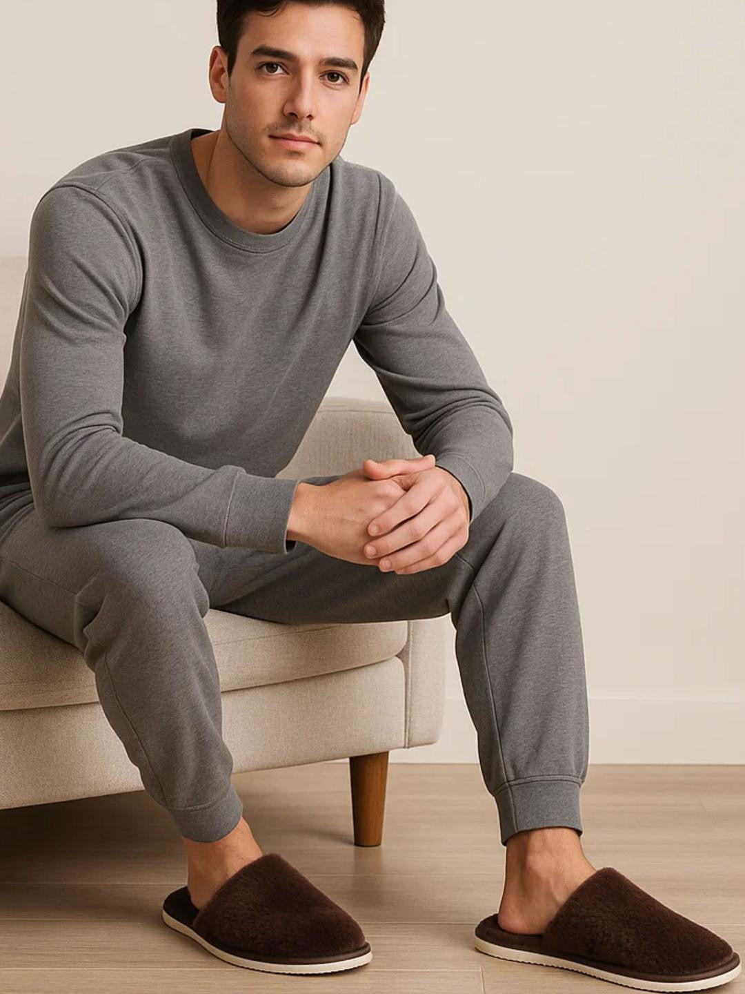TravelKhushi Men's Fur Brown Sliders — product image