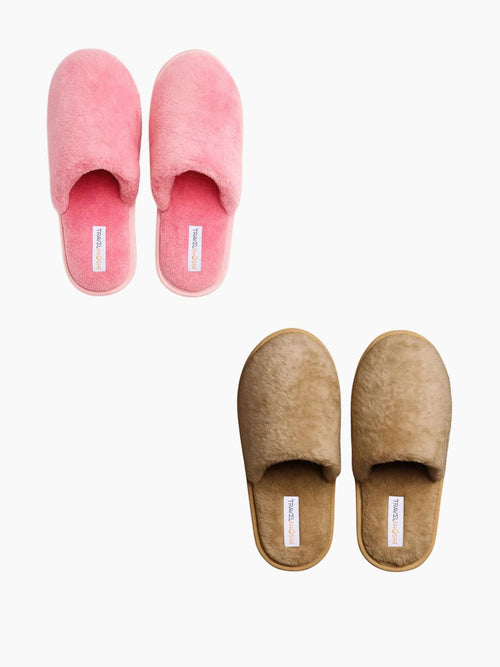 TRAVELKHUSHI Combo Of Soft Fur Home Slip On Slippers