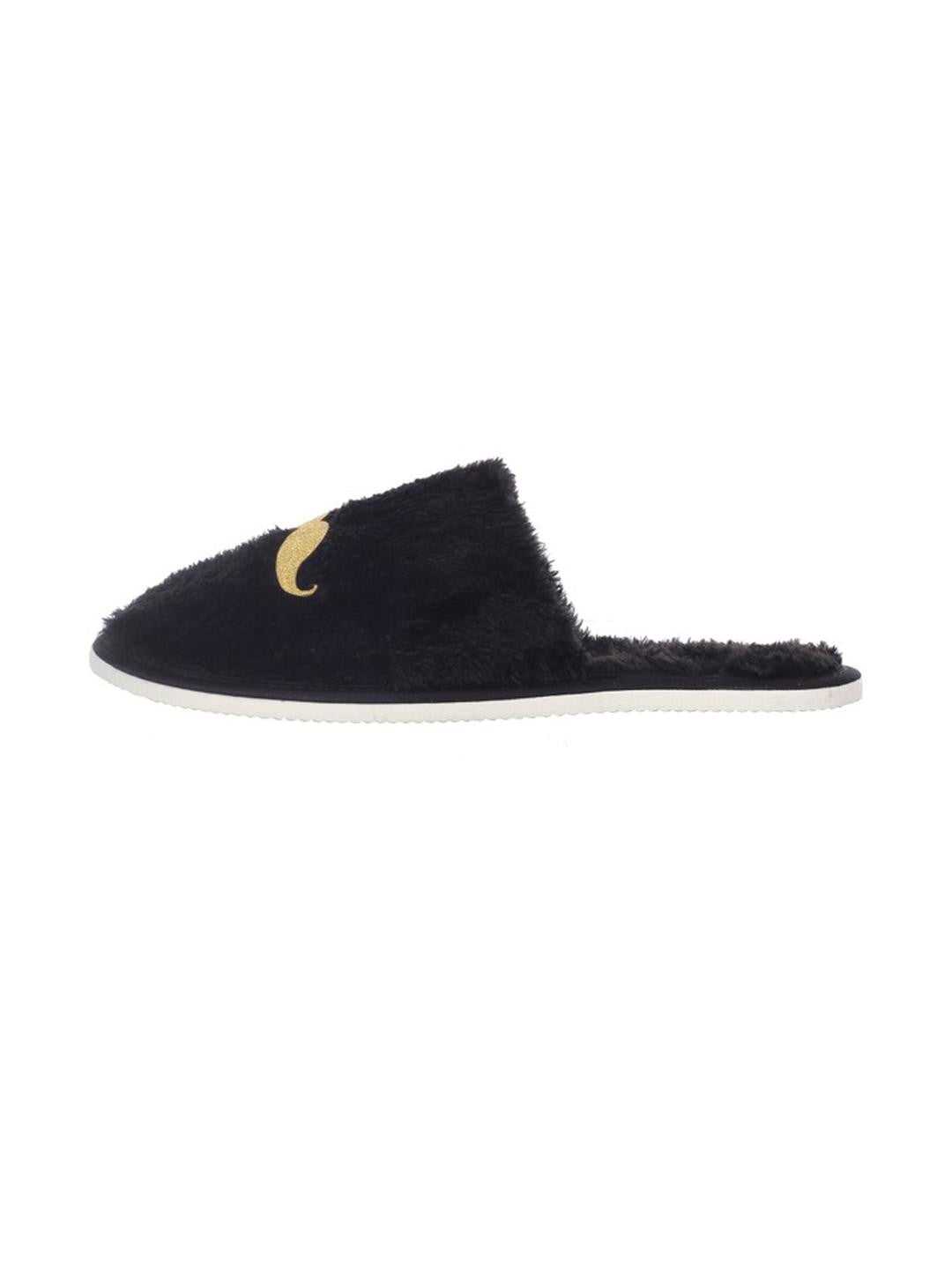 TRAVELKHUSHI Men Black Slip On Soft Fur House Slippers - image 5