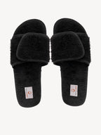 TRAVELKHUSHI Women Black Fur Flip Flops - image 5