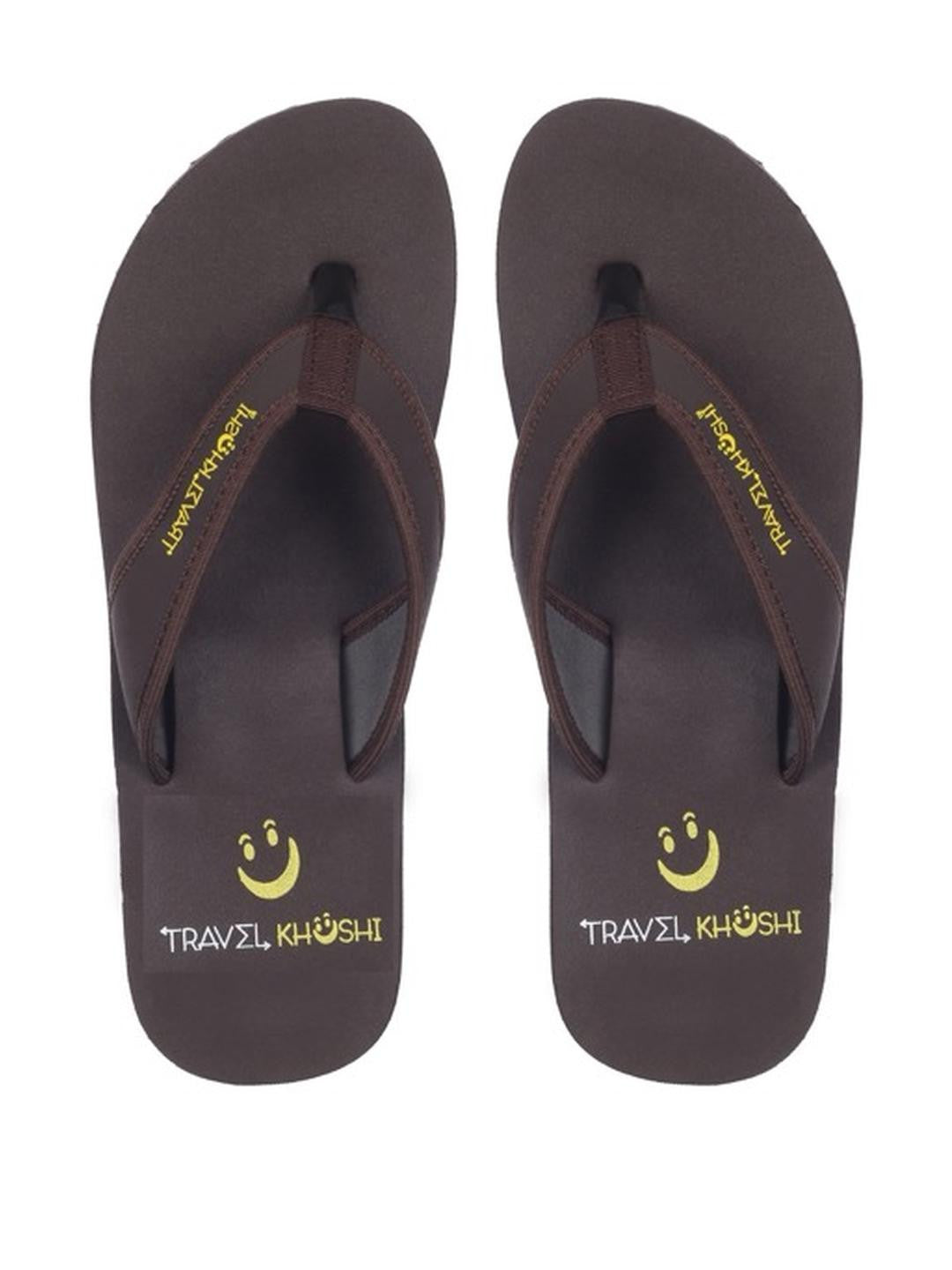 TRAVELKHUSHI Women Brown Fur Flip Flops - image 3