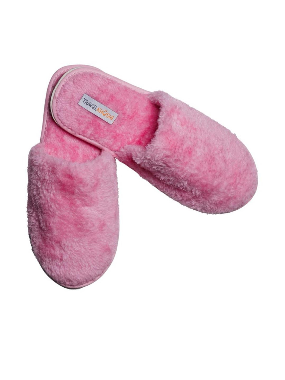 TRAVELKHUSHI Unisex Combo Pink Slip On Soft Fur Home Slippers - image 5