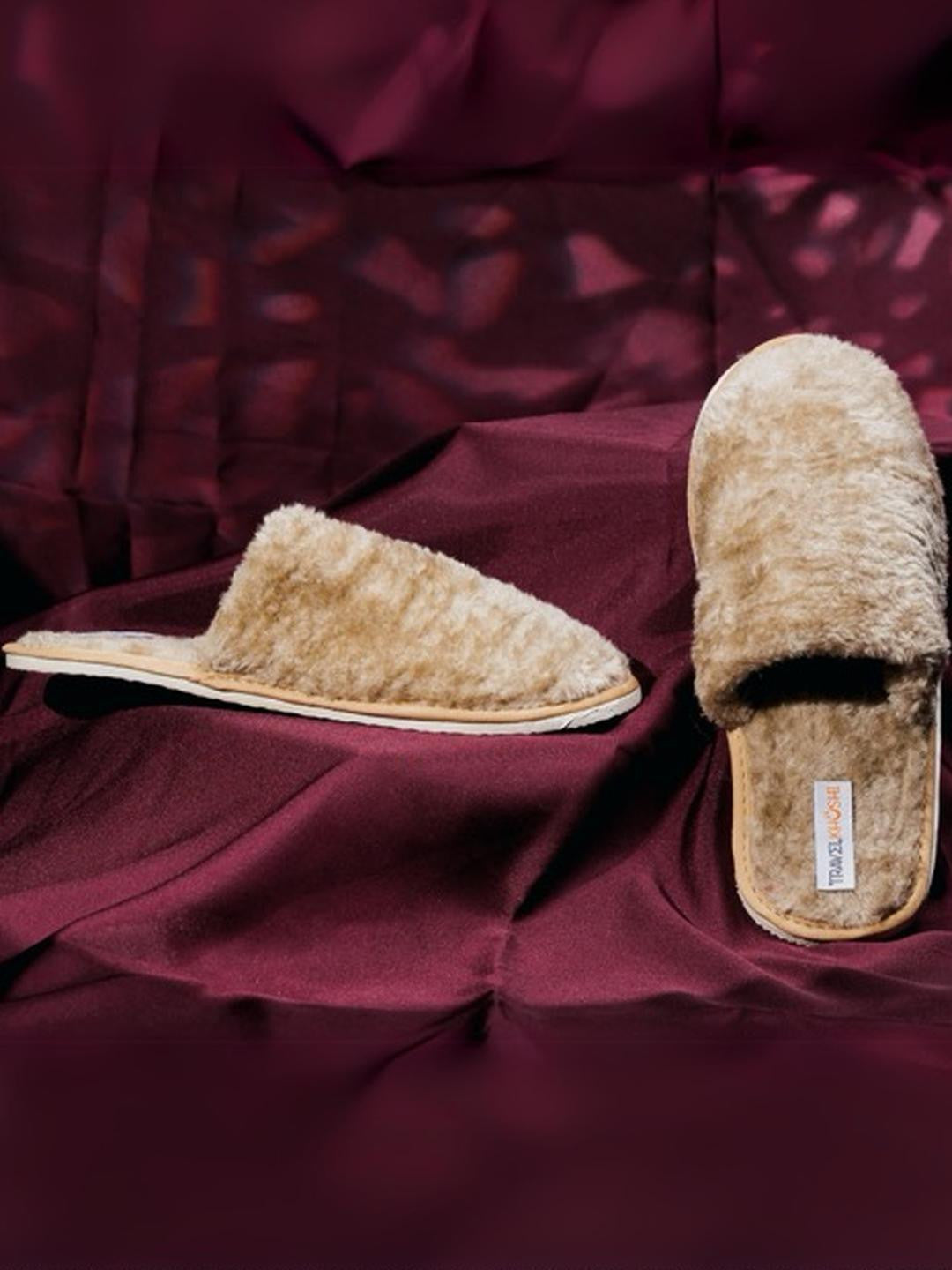 TRAVELKHUSHI Men Cream Indoor Fur Home Slippers — image 5
