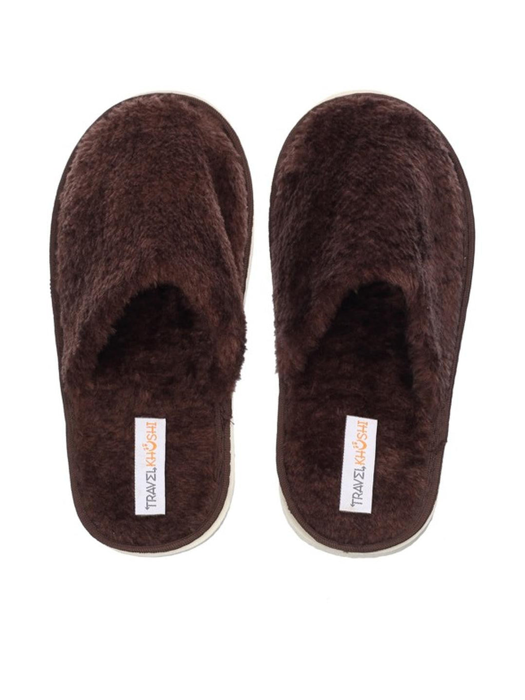 TravelKhushi Men's Fur Brown Sliders — product image