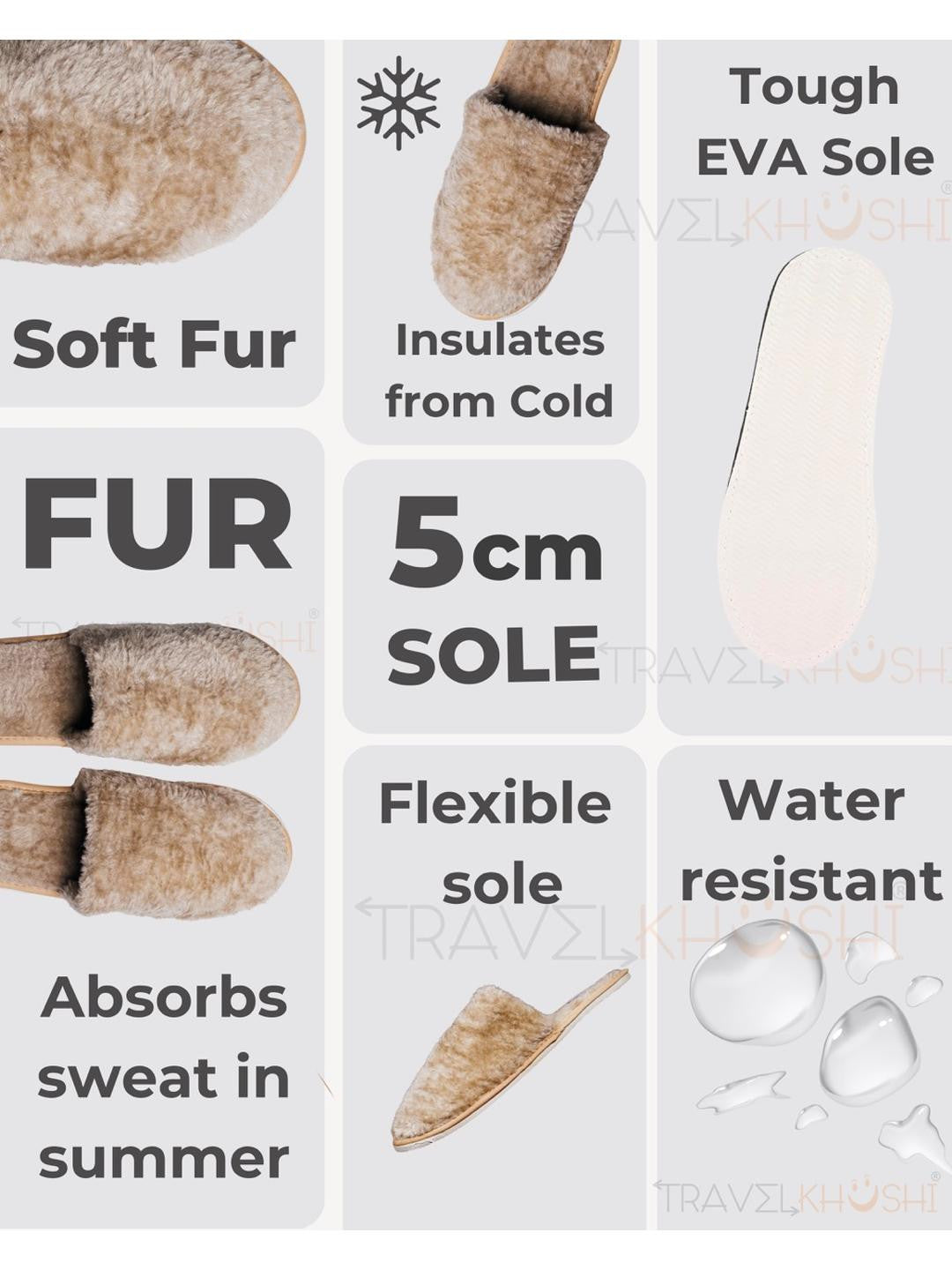TRAVELKHUSHI Men Cream Indoor Fur Home Slippers — image 7