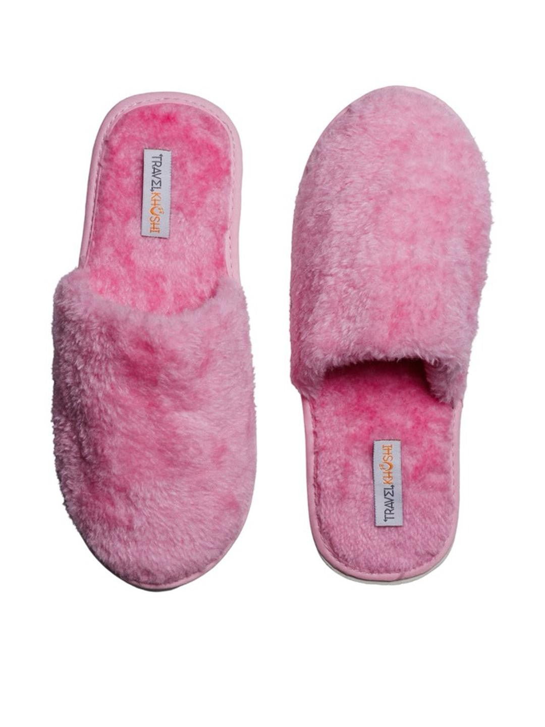 TRAVELKHUSHI Unisex Combo Pink Slip On Soft Fur Home Slippers - image 4