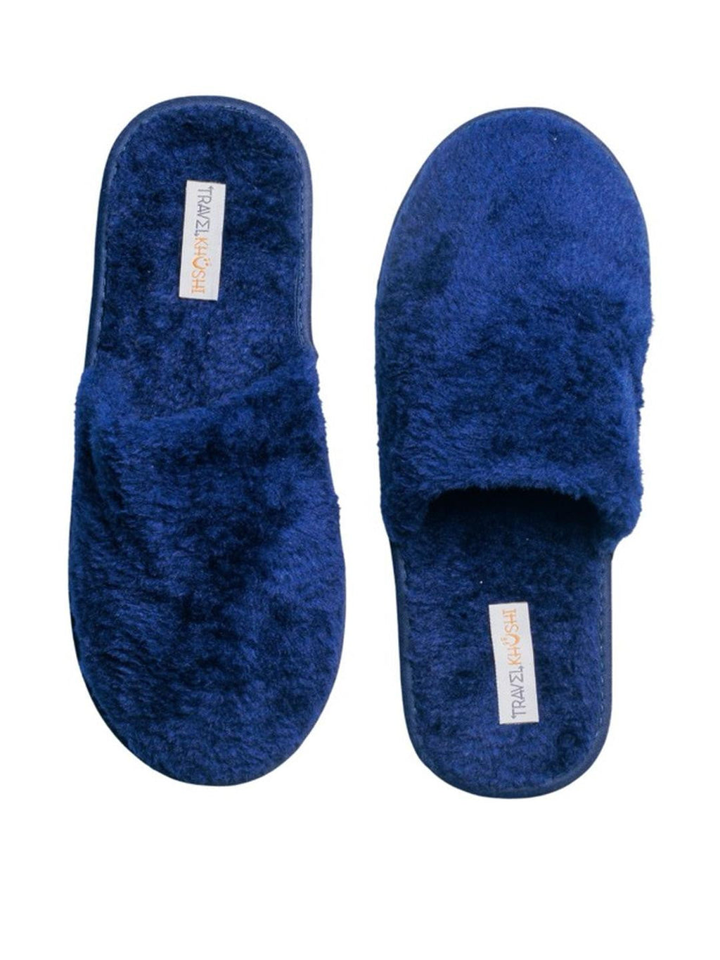 TRAVELKHUSHI Men's Blue Fur Indoor Sliders — image 4