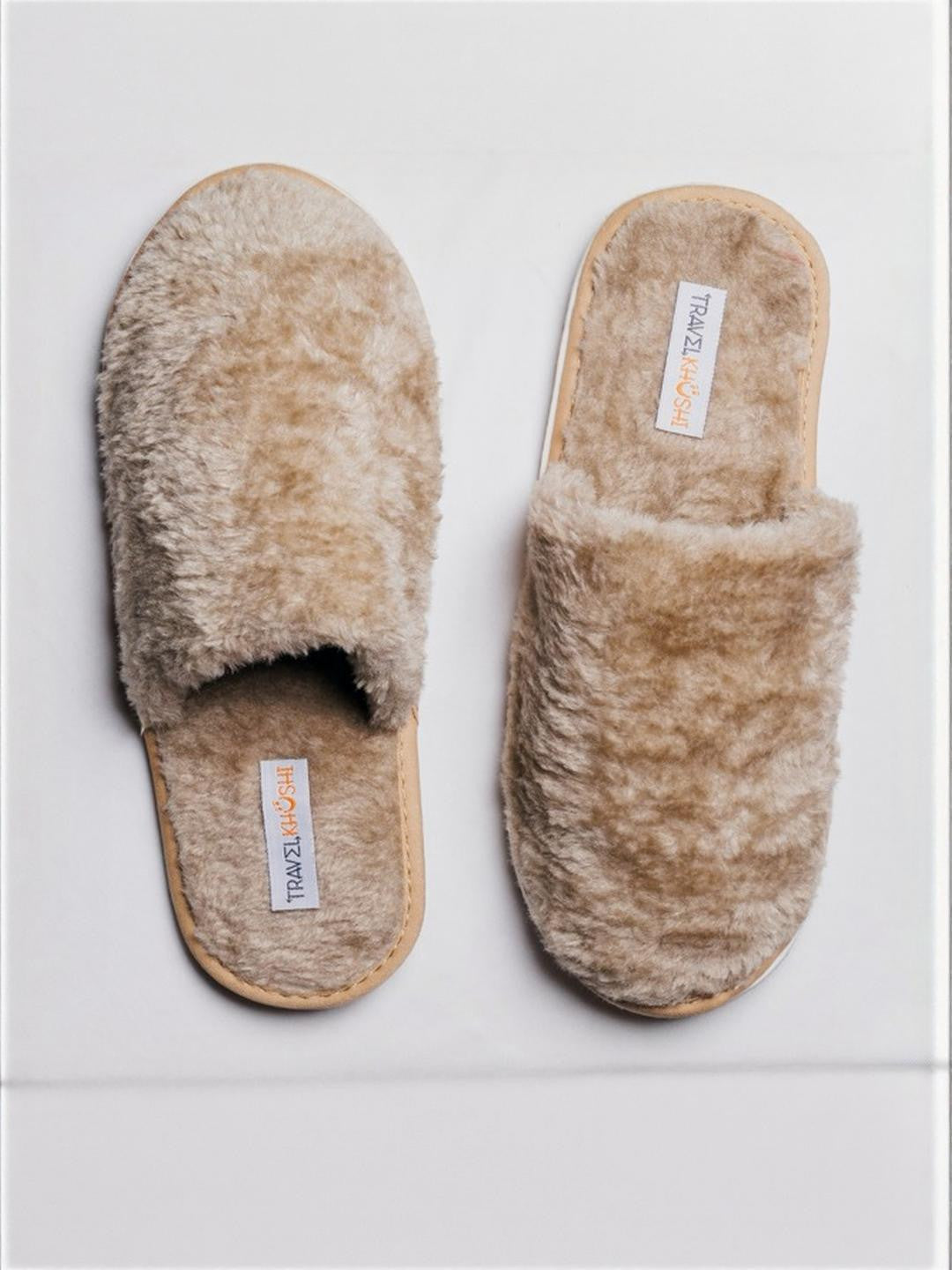 TRAVELKHUSHI Men Cream Indoor Fur Home Slippers — image 3