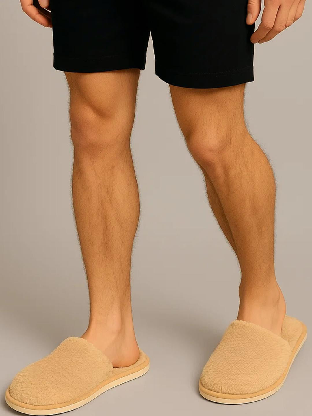 TRAVELKHUSHI Men Cream Indoor Fur Home Slippers — image 1