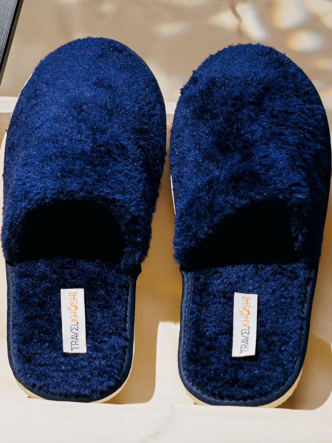 TRAVELKHUSHI Men's Blue Fur Indoor Sliders — image 3