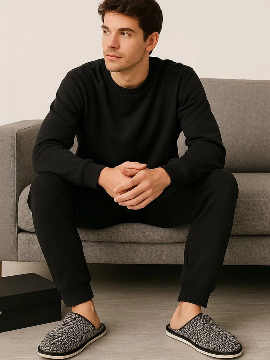 TravelKhushi men's fur room slippers — side view