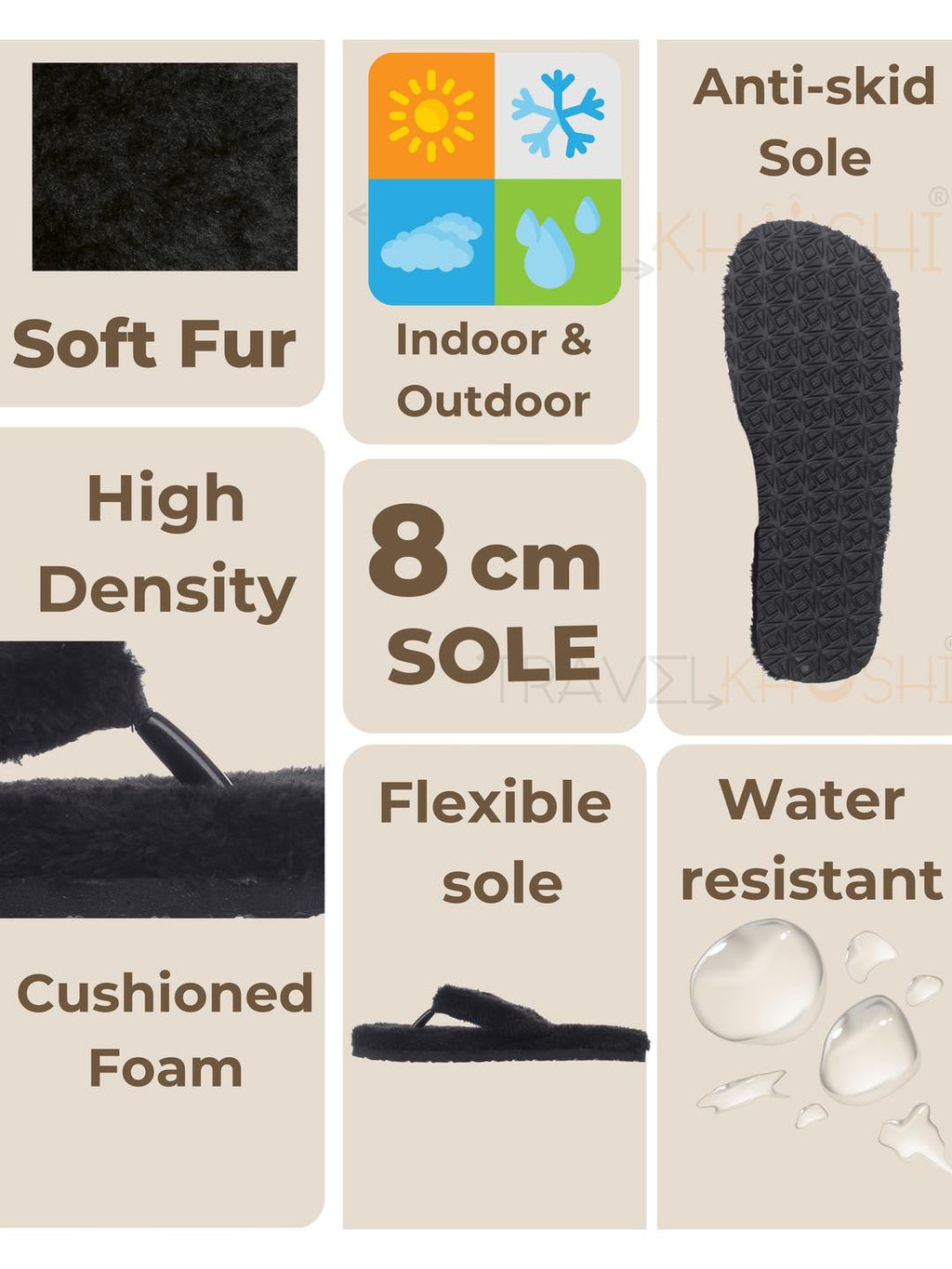 TRAVELKHUSHI Women's Fur Flip Flops — image 7