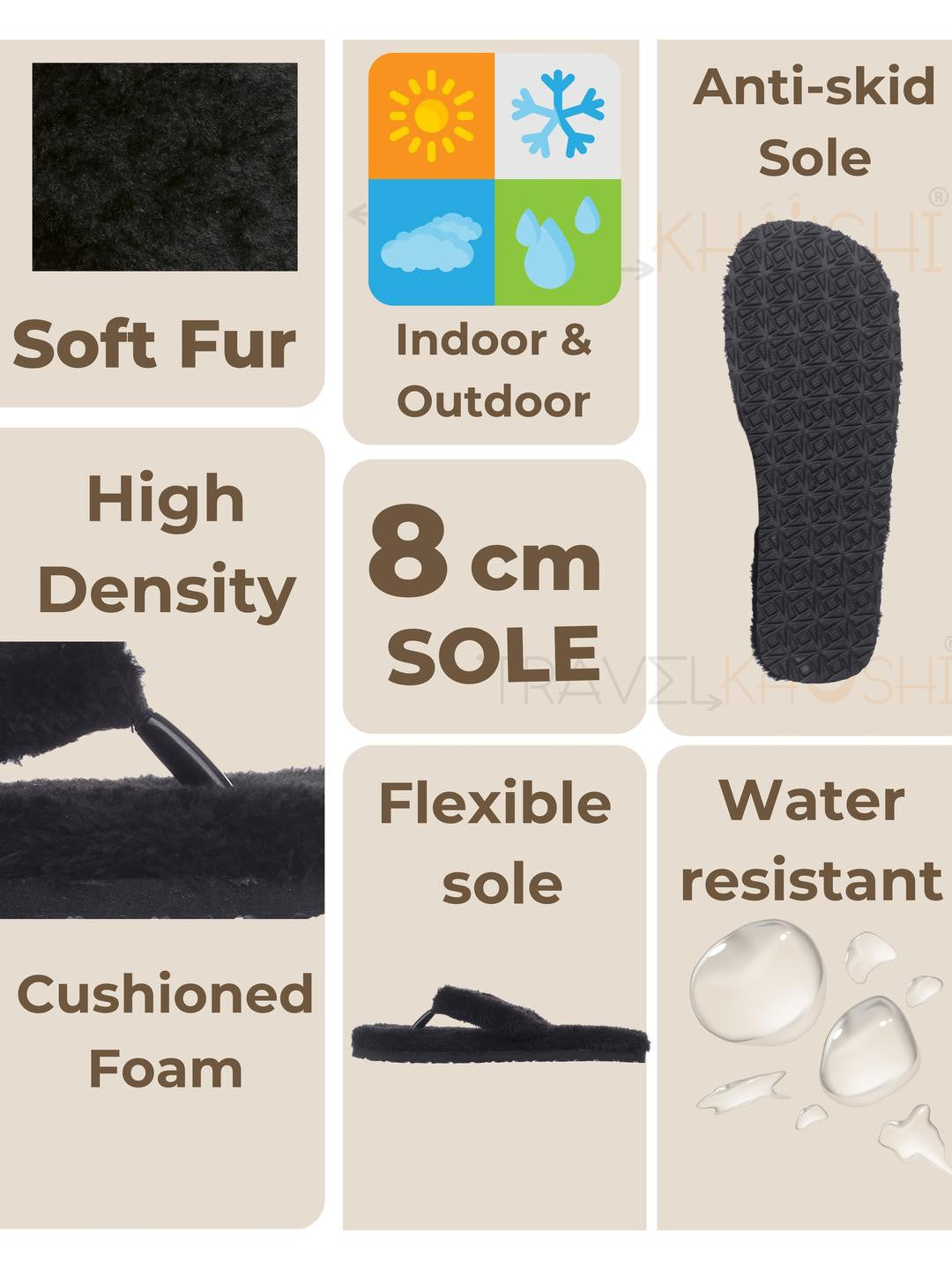 TRAVELKHUSHI Women's Fur Flip Flops — image 7