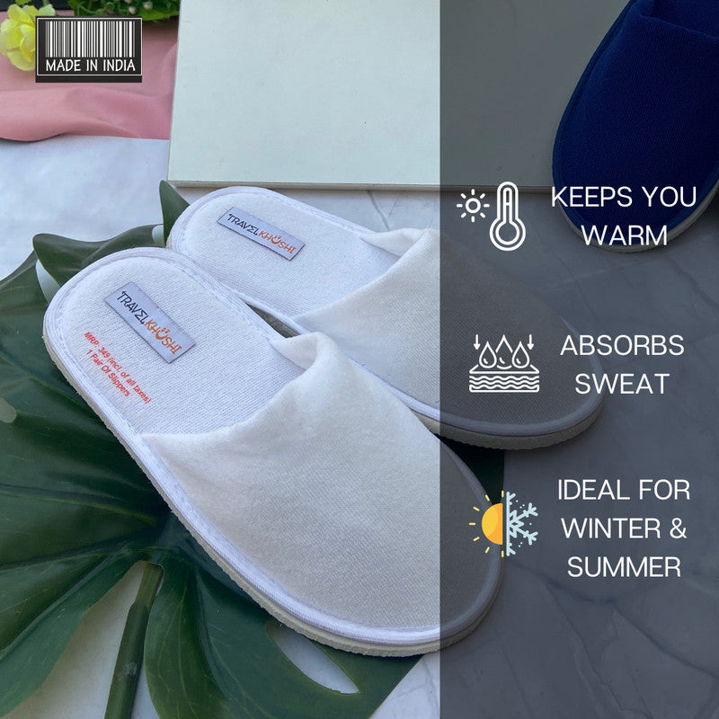 TravelKhushi pack of 2 Everyday Home Slippers - White & Blue - image 3