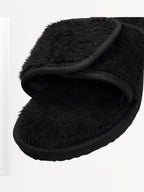 TRAVELKHUSHI Women Black Fur Flip Flops - image 4